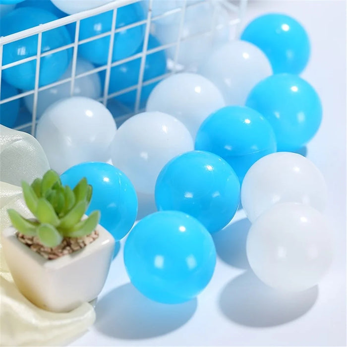 100Pcs 5.5cm Ocean Ball Kids Pool Pit Balls for Birthday Parties Events - Blue + White - 1