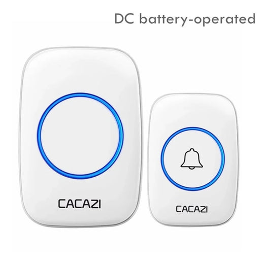 CACAZI 300m Range Wireless Doorbell Waterproof Cordless Door 36 Chimes Door Bell Kit - White/Transmitter + Receiver - 1