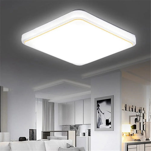 Living Room Lamp 24W Square Mount LED Ceiling Light - Gold Edge - 1