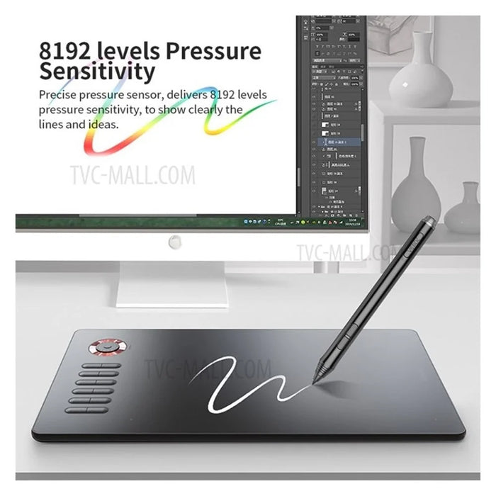 VEIKK A15 Pro Graphics Drawing Tablet 10 x 6 inch Digital Drawing Tablet with Battery-free Stylus Support Windows, Mac - Red - 3
