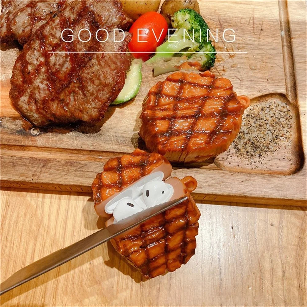 For Airpods 1/2 Pro Silicone Case French Steak Wireless Earphones Protector - For Airpods 1/2 - 1