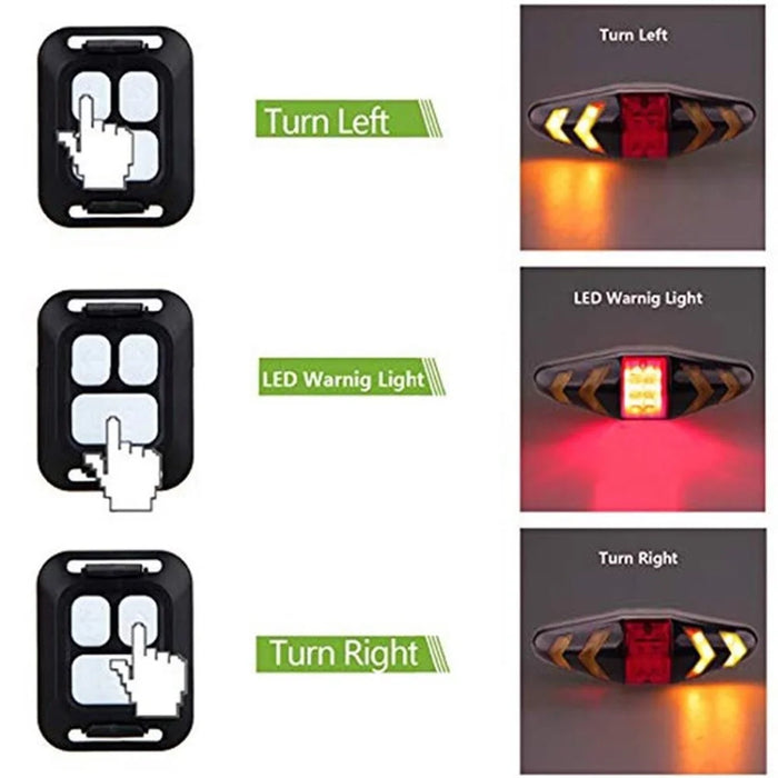 Safety Warning Bike Tail Lights USB Rechargeable LED Mini Bicycle Rear Turn Signal Lights with Remote Control - 4
