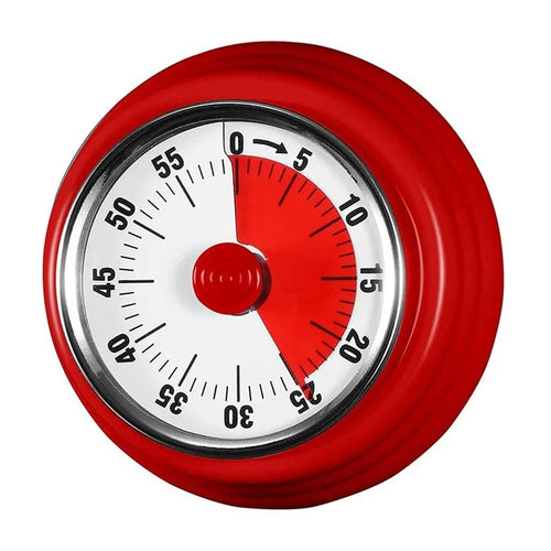 Magnetic Kitchen Timer 60 Minutes Visual Countdown Timer with Loud Alarm for Baking Cooking - Red - 1