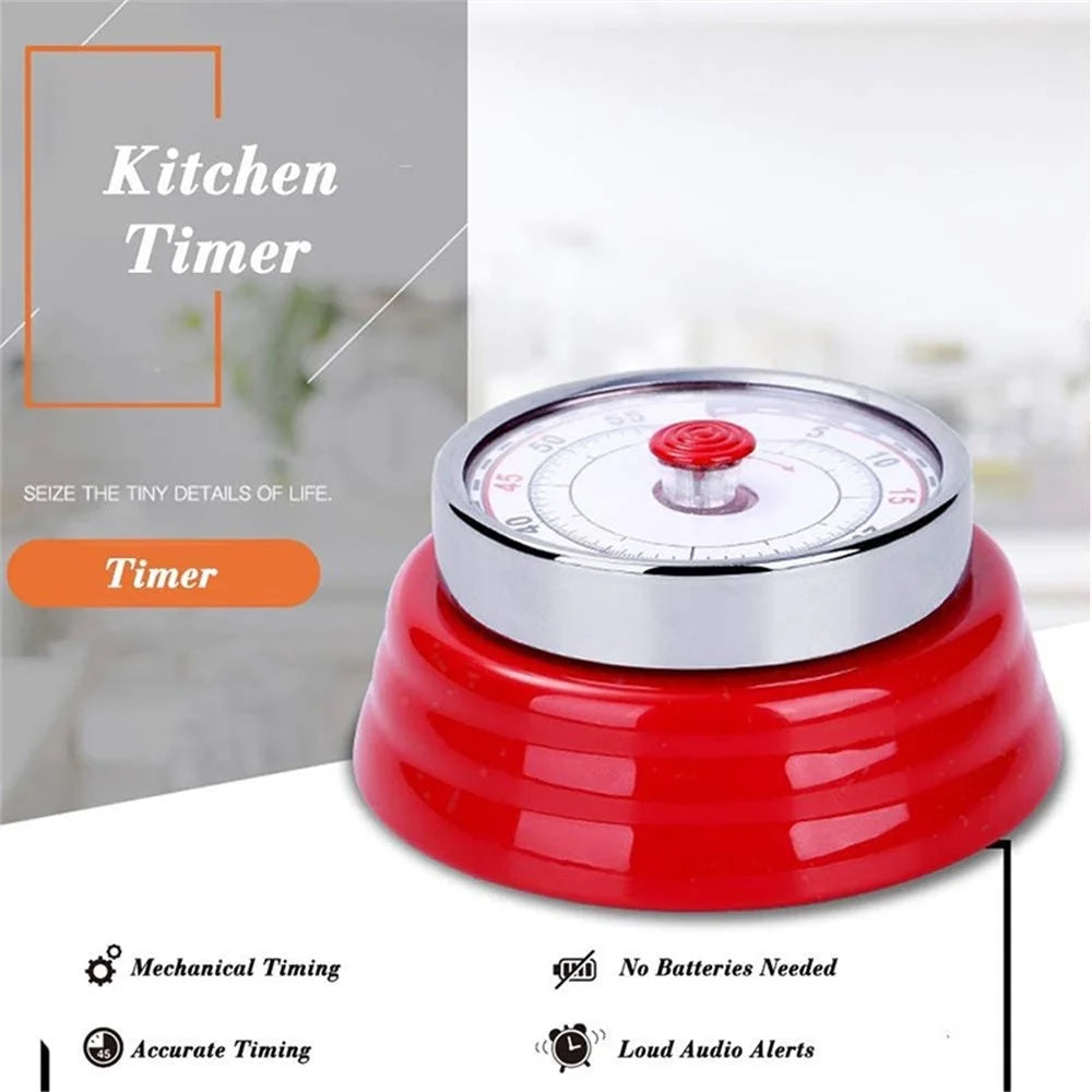 Magnetic Kitchen Timer 60 Minutes Visual Countdown Timer with Loud Alarm for Baking Cooking - Red - 2