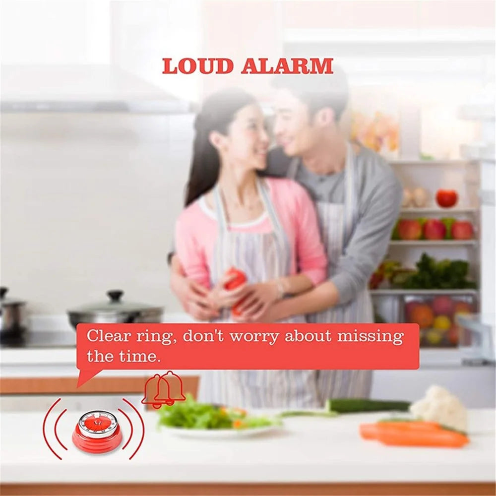 Magnetic Kitchen Timer 60 Minutes Visual Countdown Timer with Loud Alarm for Baking Cooking - Red - 5