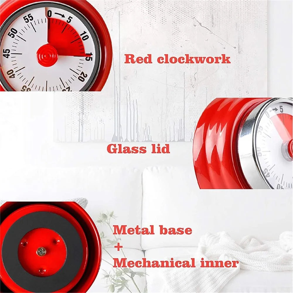 Magnetic Kitchen Timer 60 Minutes Visual Countdown Timer with Loud Alarm for Baking Cooking - Red - 6