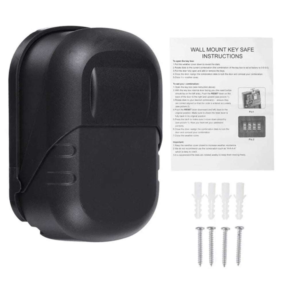 4-Digit Combination Password safe Key Box Lock Padlock Case - Black - 1