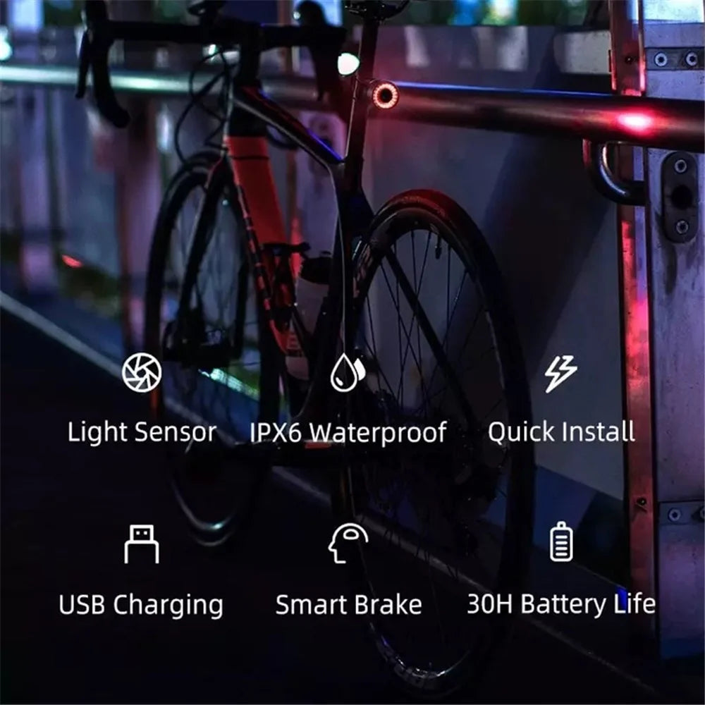 ROCKBROS Q3 Sensing Auto On/Off Bicycle Light Bike Taillight Waterproof USB LED Bike Cycling Light for Night Riding - Black - 3
