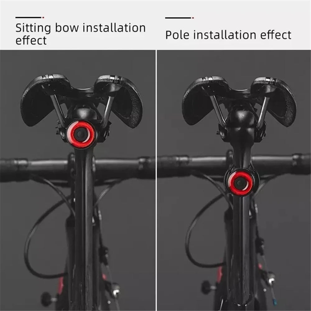 ROCKBROS Q3 Sensing Auto On/Off Bicycle Light Bike Taillight Waterproof USB LED Bike Cycling Light for Night Riding - Black - 6