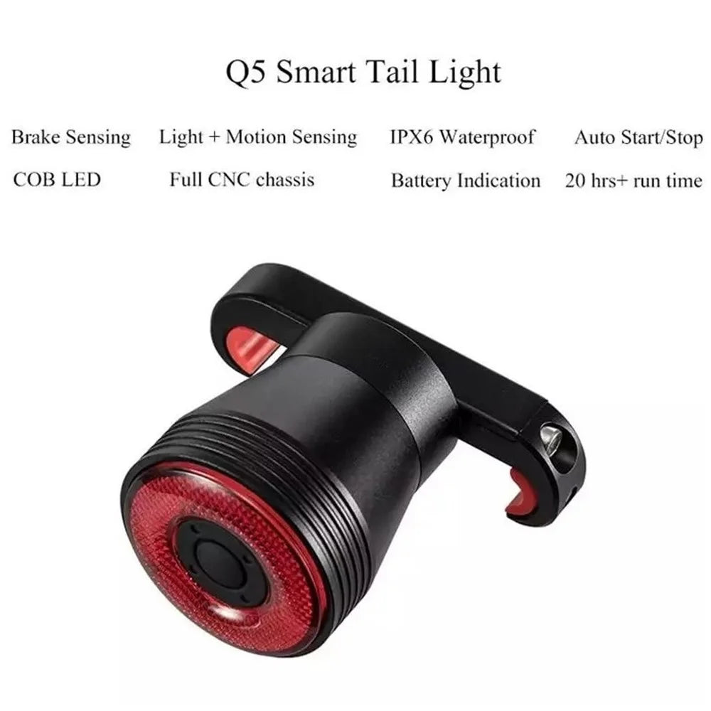 ROCKBROS Q5 Dual Bracket Smart Bicycle Brake Light Bike Taillight Sensor Auto Waterproof LED Cycling Light Bike Rear Light - Black - 6