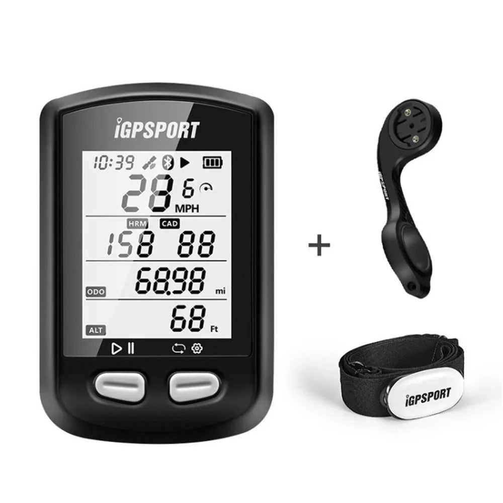 IGPSPORT IGS10S Cycling Computer Waterproof GPS Wireless Speedometer Bicycle Computer - Computer + Bracket + Heart rate belt - 1