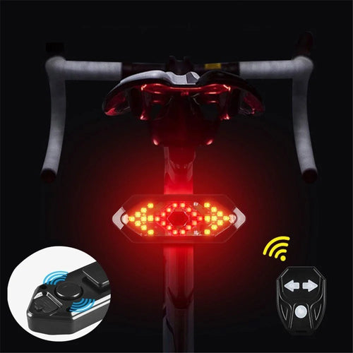 Remote Control Bicycle Signal Light Bike Direction Indicator LED USB Charging Tail Light with Horn - Black - 1