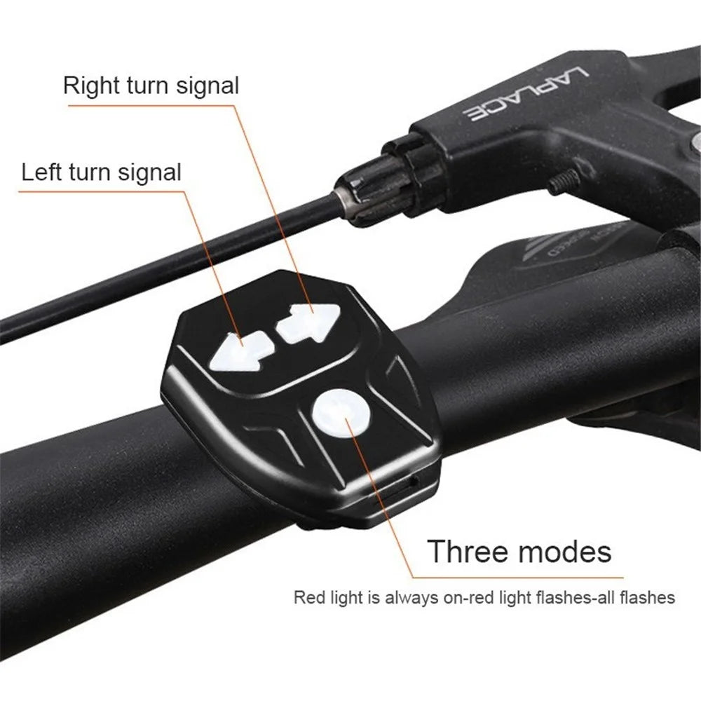 Remote Control Bicycle Signal Light Bike Direction Indicator LED USB Charging Tail Light with Horn - Black - 4