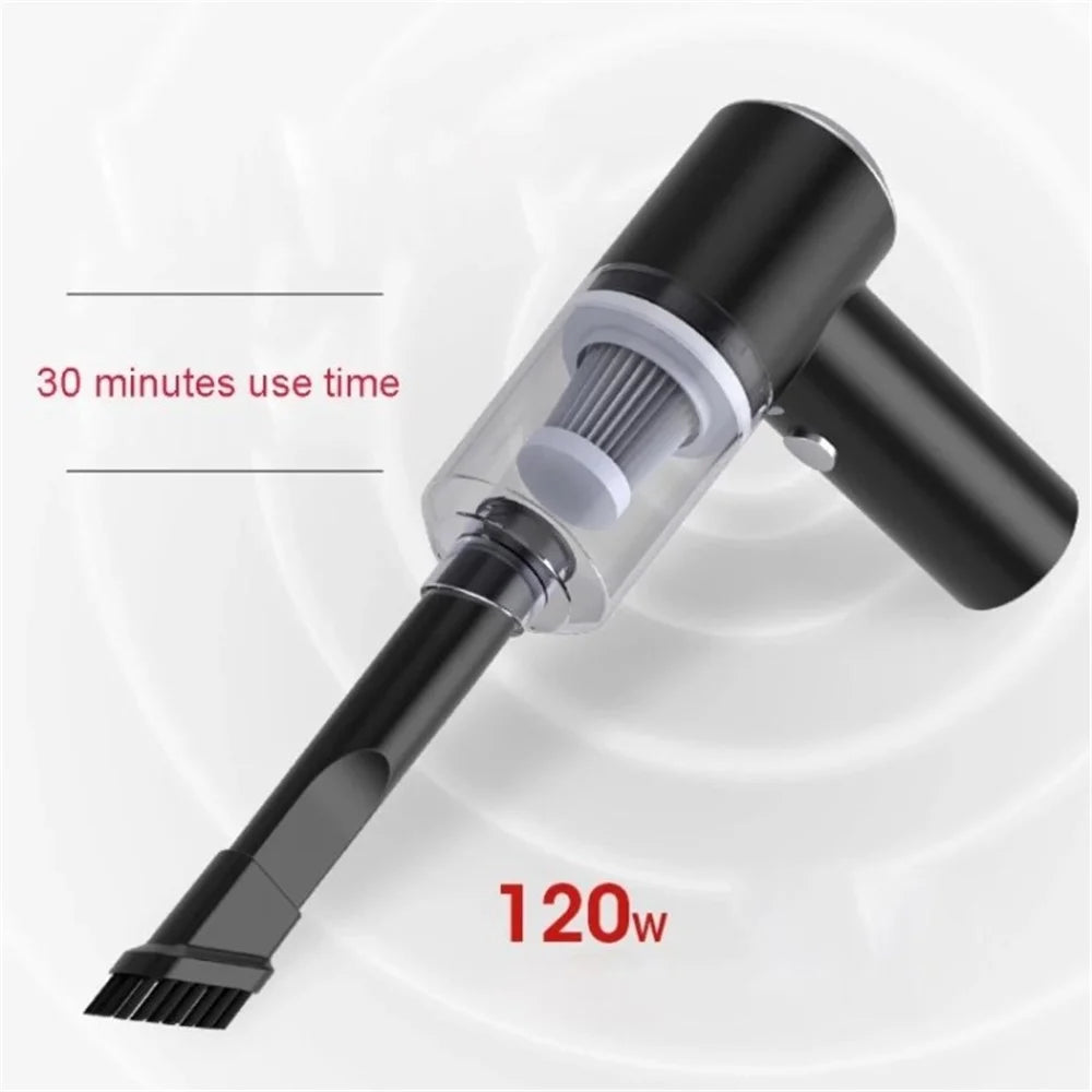 6000Pa 120W Cordless Car Vacuum Cleaner Powerful USB Rechargeable for Car Home Office Pet Hair - White - 6
