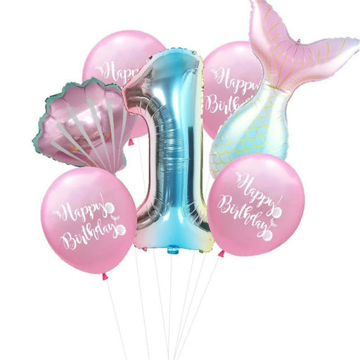 Birthday Party Mermaid Balloons Garland Set for Kids Baby Shower Decor Ocean Themed Decoration - Pink/1 - 1