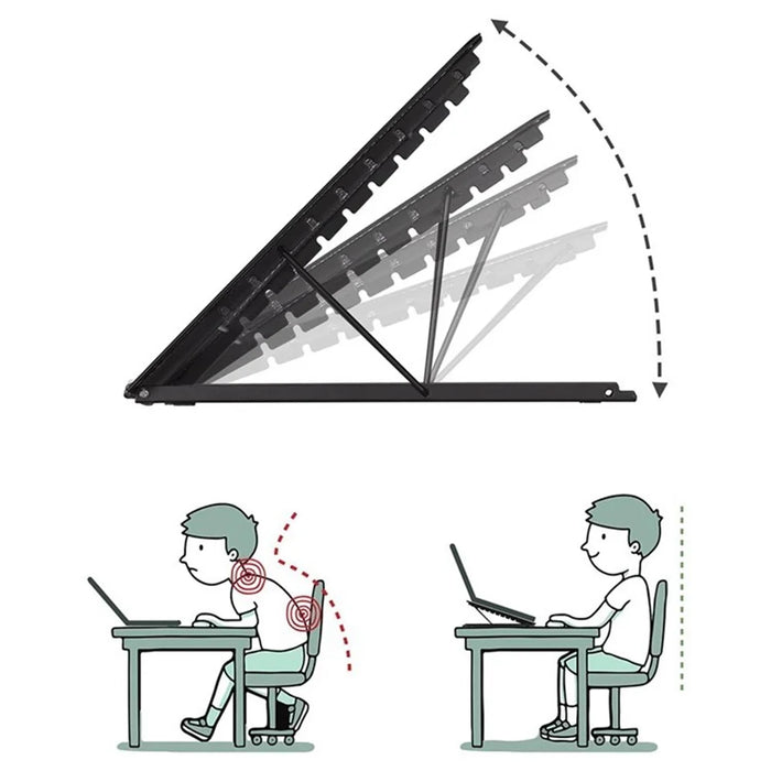 Laptop Stand 34x29.5cm Aluminum Alloy Adjustable Notebook Riser Ergonomic Laptops Elevator - Black - 2
