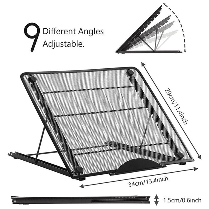 Laptop Stand 34x29.5cm Aluminum Alloy Adjustable Notebook Riser Ergonomic Laptops Elevator - Black - 4