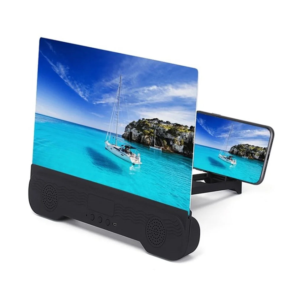 14-Inch Cell Phone Screen Enlarger Magnifier with Bluetooth-compatible Speaker 3D HD Movies Amplifier Projector - Black - 1