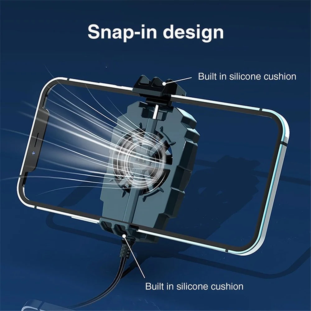 Mobile Phone Cooler Radiator Cooling Fan Silent Gaming Pad Fan Holder for iPhone Samsung Xiaomi - Black - 2