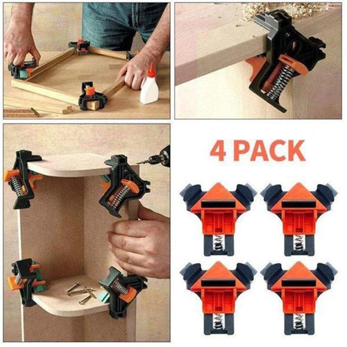 4Pcs 90-Degree Wood Corner Clamp Clip Frame Working Holder Tools - Red - 1