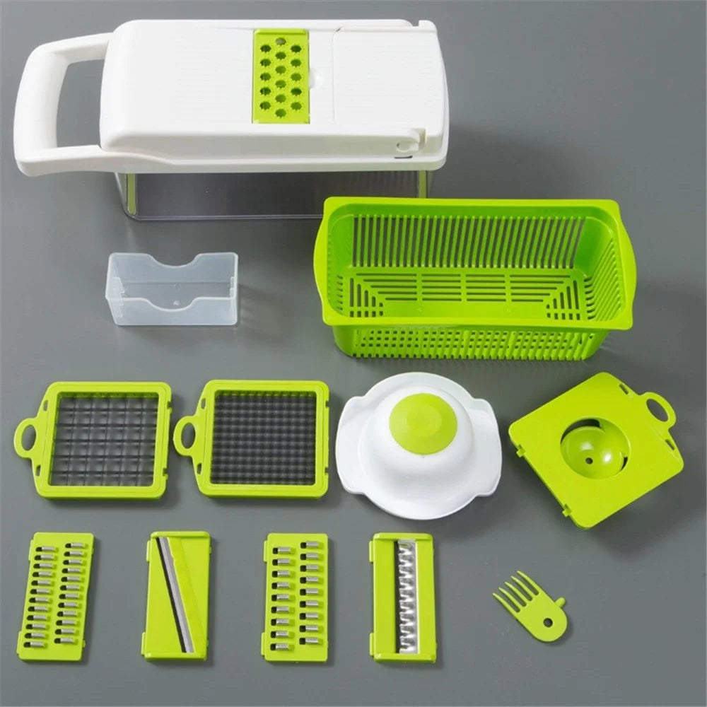 Multifunction Vegetable Chopper Dicer Slicer Food Cutter with Storage Container Kitchen Tool (BPA Free, No FDA) - White - 1
