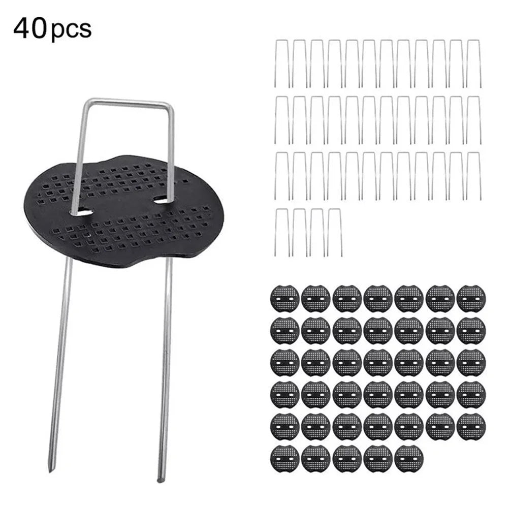 40Pcs 6-Inch Garden Landscape Staples Stakes Pins Strong Quality Weed Barrier Ground Cover - 1