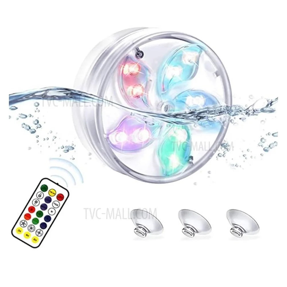 Submersible LED Lights with RF Remote IP68 Waterproof Pond Lights, Color Changing Underwater Light  -  1 light 1 remote - 1