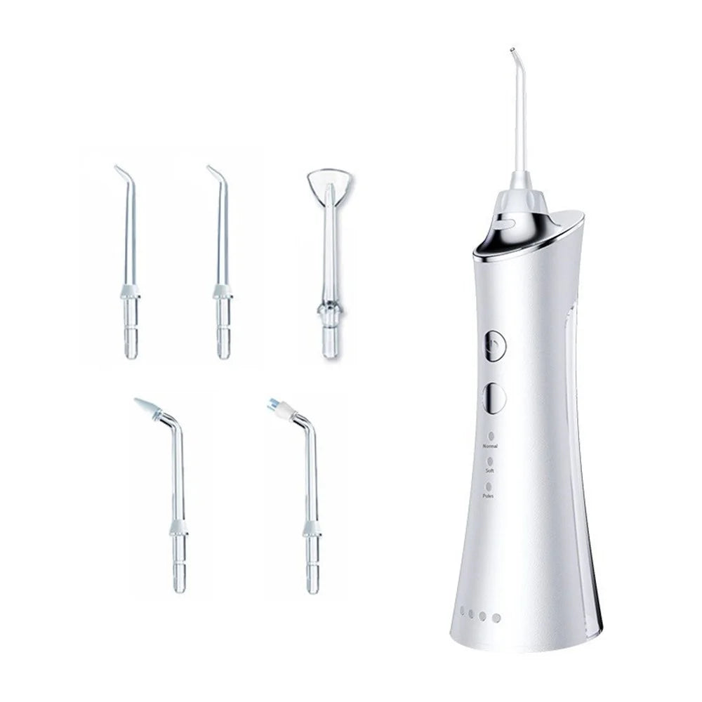 CE/FDA Certified Water Flosser Cordless Dental Oral Irrigator for Teeth Cleaning Flosser, 3 Modes 5 Jet Tips - White - 1