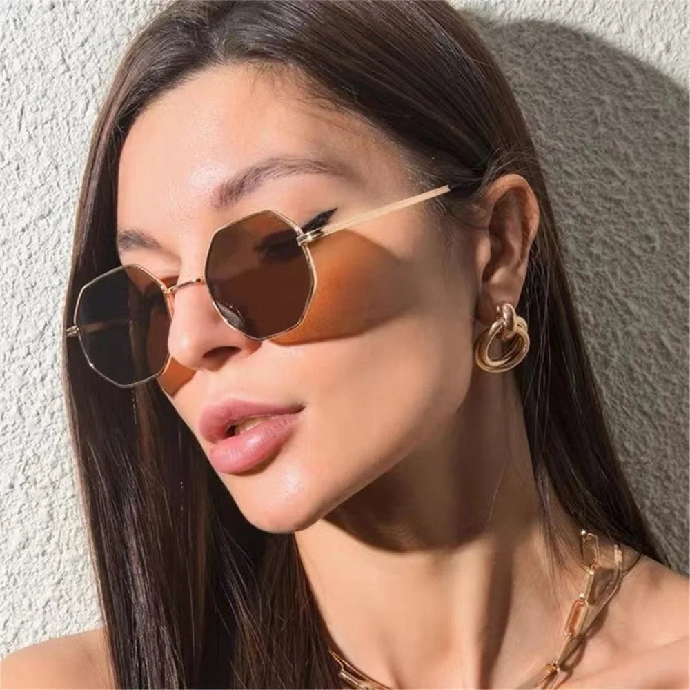Driving Sunglasses Ultra-light Fashion Glasses Metal Legs Light Blocking Goggle - Rose Gold/Brown Lens - 2