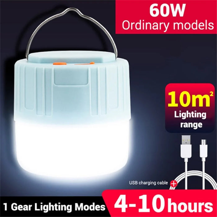 Solar Bulb Camping Light Lamp 3 Lighting Modes for Hiking Fishing Remote Control Tent Lamp - USB Charging Type - 1