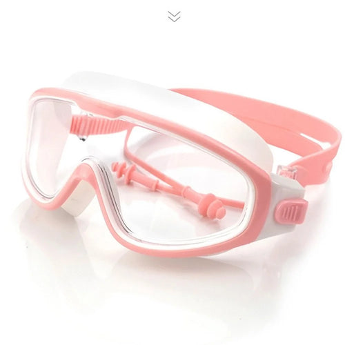 Kids Children Swimming Goggles Comfortable Fit Glasses Anti-Fog Eyeglasses - White / Pink - 1