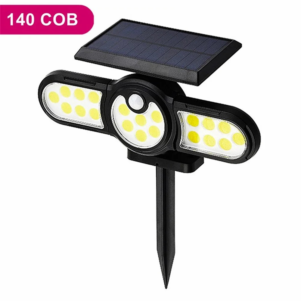 Solar LED Light Motion Sensor Waterproof Outdoor Light Rotary Spotlight Garden Light - 140 COB - 1