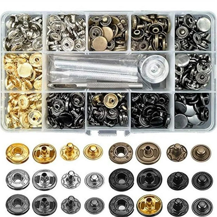 120Pcs/Set 6-Color 12.5mm Metal Button Leather Snap Fasteners Kit with 4 Installation Tools for Clothing Leather Jacket - 1