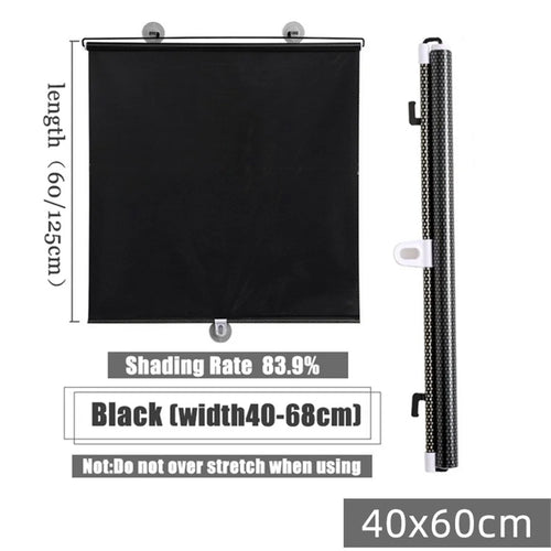 Retractable Car Sun Shade Laser Cut Side Window Sunshade for Vehicle / Home Use Mesh Sunblock - Black / 40x60cm - 1
