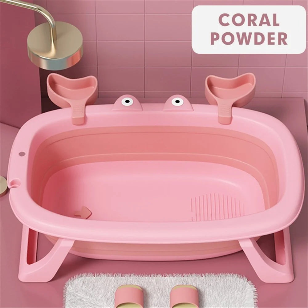 Foldable Baby Bathtub Portable Collapsible Infant Shower Basin Lightweight Toddler Washing Tub - Pink - 1