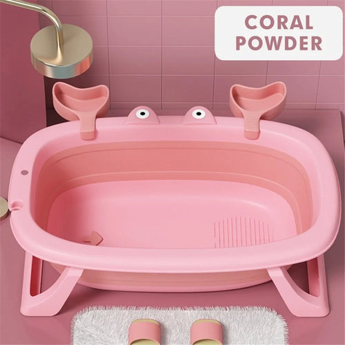 Foldable Baby Bathtub Portable Collapsible Infant Shower Basin Lightweight Toddler Washing Tub - Pink - 1