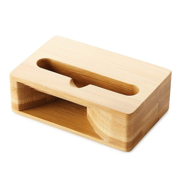 Carbonized Bamboo Cell Phone Stand Amplifier Desktop Mobile Phone Holder - 3
