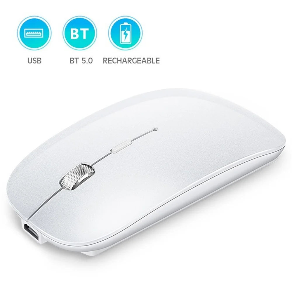 1600DPI Wireless 2.4G Bluetooth-compatible Laptop Optical Mouse Computer Mouse - White - 1