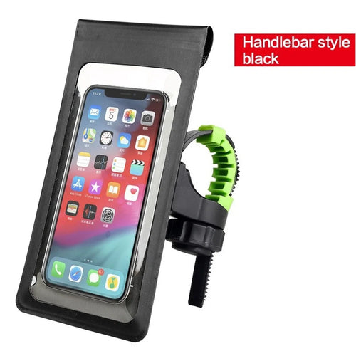 Waterproof Bicycle Bike Phone Case for 6.0 inch phones, Touch Screen 360 Rotation Motorcycle Phone Holder - Black/Handlebar Style - 1