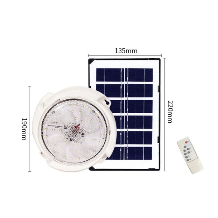 Solar Powered LED Ceiling Light Indoor / Outdoor Lamp with Remote Control - 54 LEDs / 25W Single Head - 1