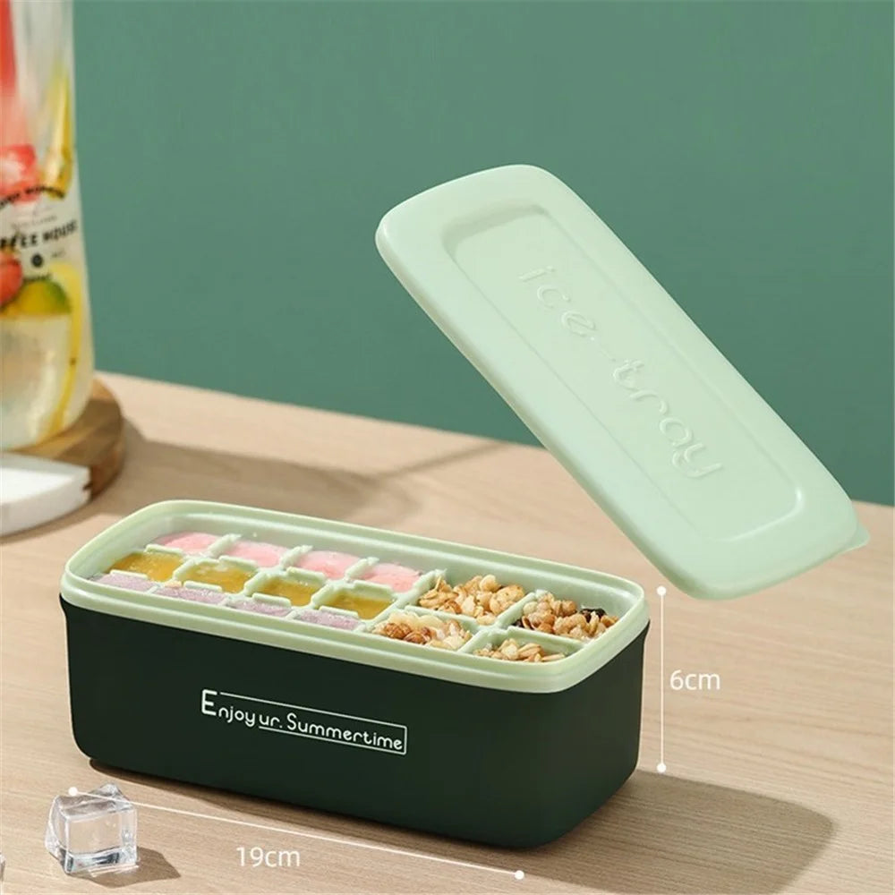 BPA Free Ice Cube Tray Easy Release Stackable Ice Tray for Freezer Drinks Dessert (without FDA Certificate) - Green - 1