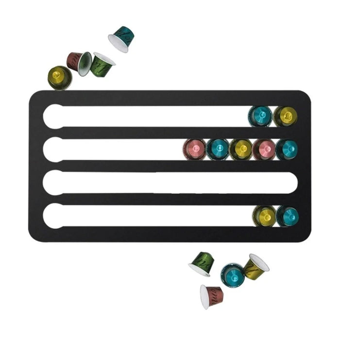 Wall Mount Coffee Pod Holder for Nespresso Original Capsules 24/40 Pods - Black/L - 1