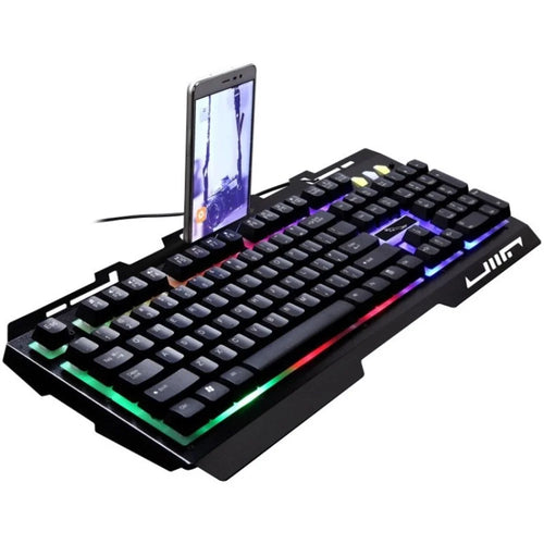G700 Wired Gaming Keyboard RGB Backlit 104 Keys Keyboard with Phone Holder (Chinese Packaging) - Black - 1