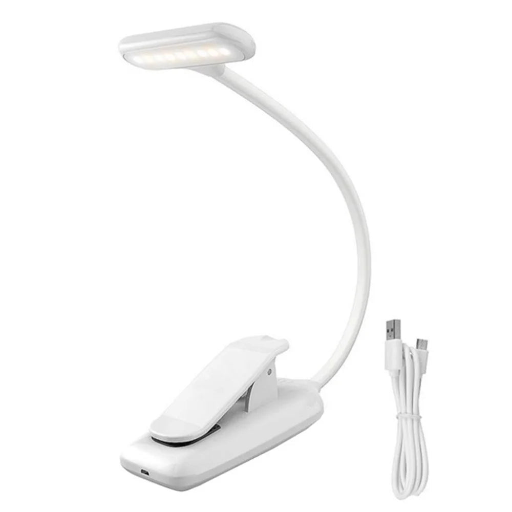 600mAh LED Book Light Clip-on Desk Lamp Flexible Reading Lamp for Travel Bedroom Book - White - 1