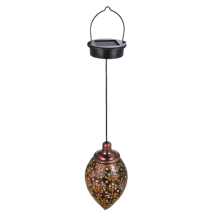Hanging Solar Light Waterdrop Hollow Out Lantern Waterproof  Outdoor Garden Decorative Metal Lamp - 2