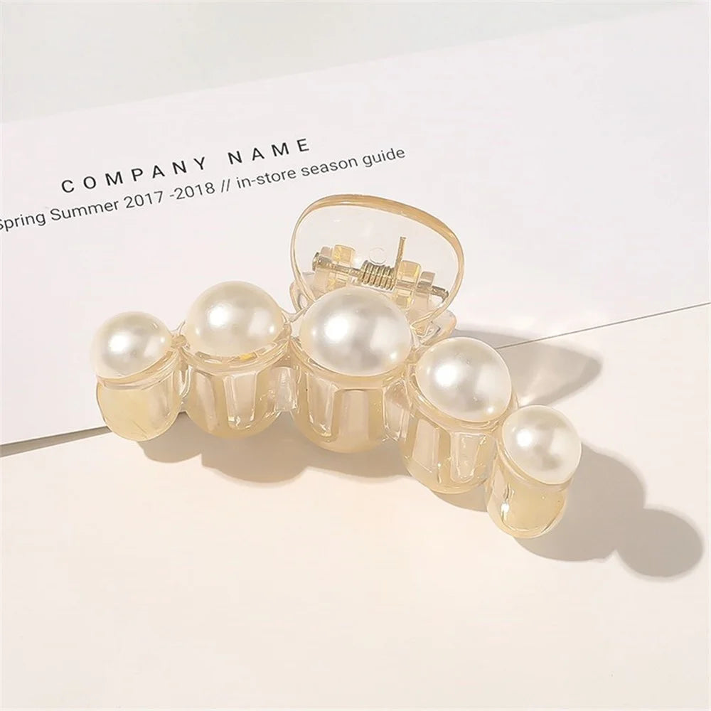 Artificial Pearl Hairpin Hairwear Rhinestone Hair Clip - Champagne/M - 1