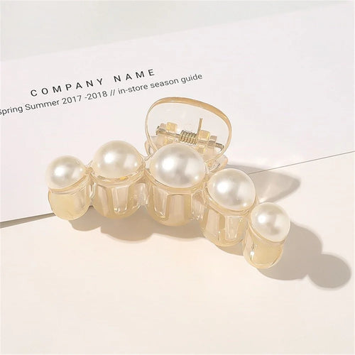 Artificial Pearl Hairpin Hairwear Rhinestone Hair Clip - Champagne/M - 1