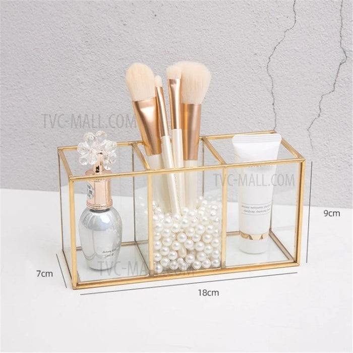 Makeup Brush Jewelry Storage Box Stationery Case Lipstick Holder Cosmetic Brushes Organizer - 3-grid - 1