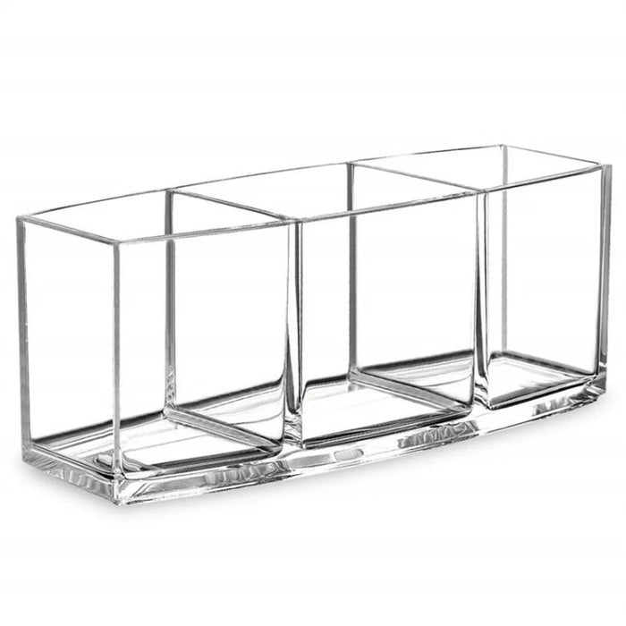 Makeup Organizer Tray Cosmetic Case Storage Box for Lipstick Makeup Brushes - Transparent - 1