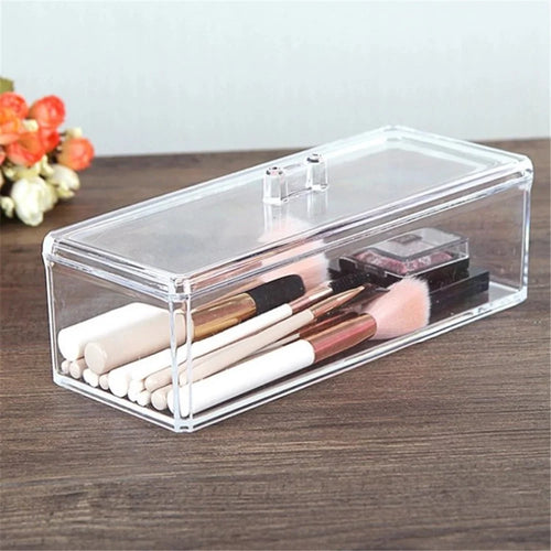 Rectangle Makeup Brushes Organizer Cosmetic Storage Box Lipstick Holder Case - Transparent - 1